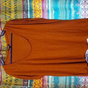 Express ruched shoulder tee, xl, rust
